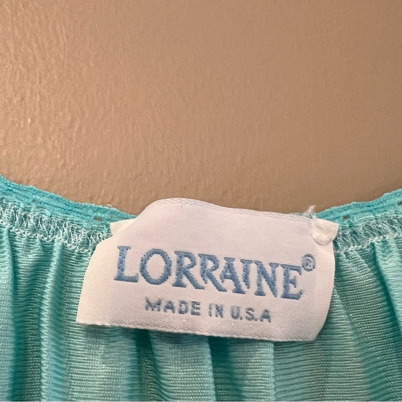 2 Piece Lorraine Vintage Lace Nightgown Robe Set One Size Aqua Teal Blue Green - Picture 15 of 16